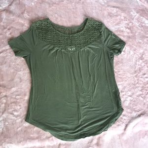 Short sleeve, green, lace shirt